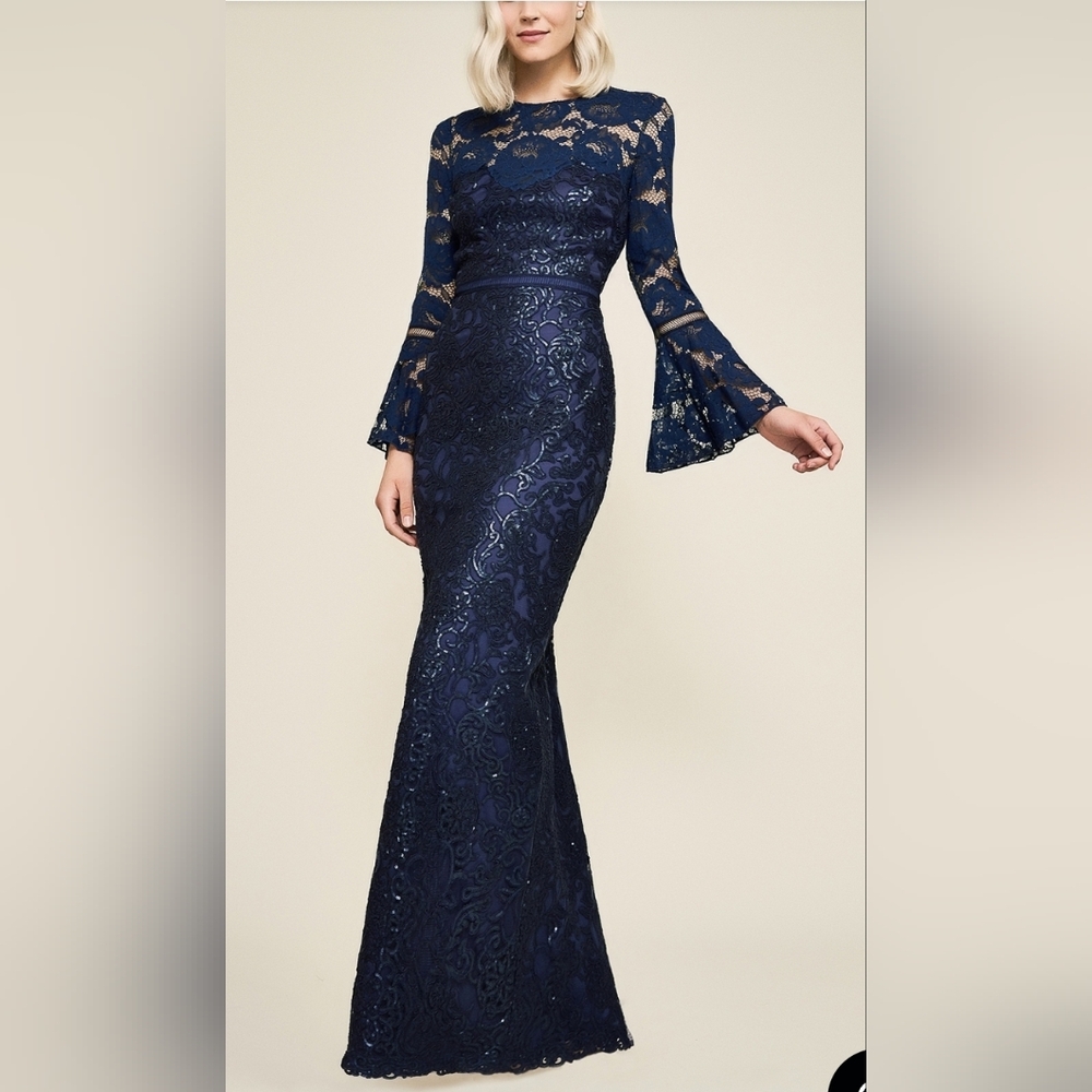 Tadashi Somerset Embroidered Bell Sleeve Gown AZZ17569LZ